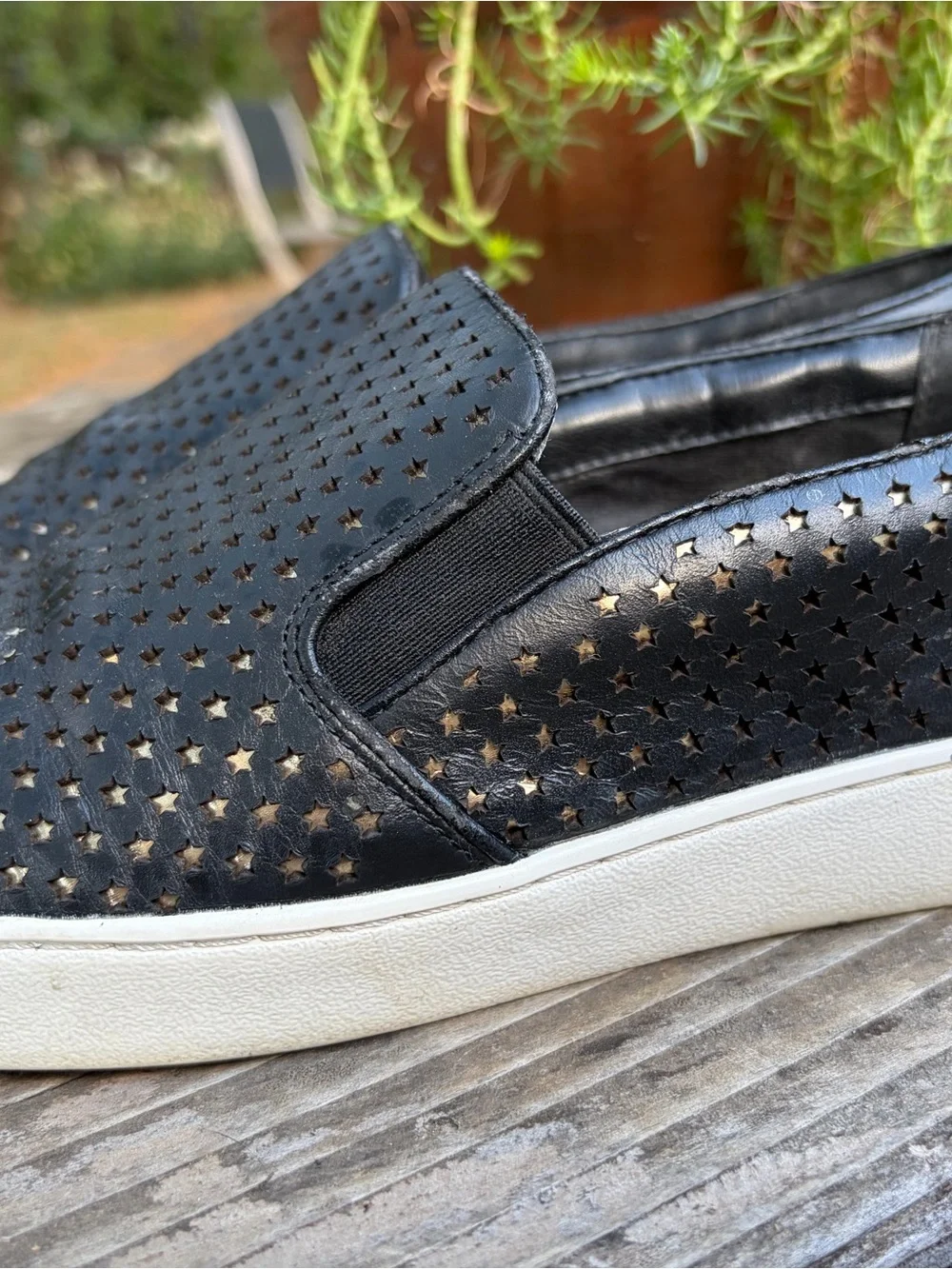 Michael Kors Black Star-Perforated Slip-On Flats